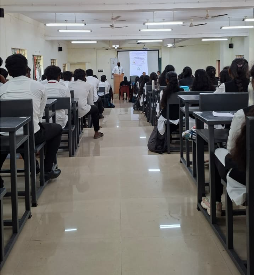 Students seated at the orientation programme at Chennai Dr. Ambedkar Government Law College